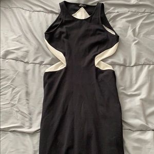 Black and white cut out midi dress